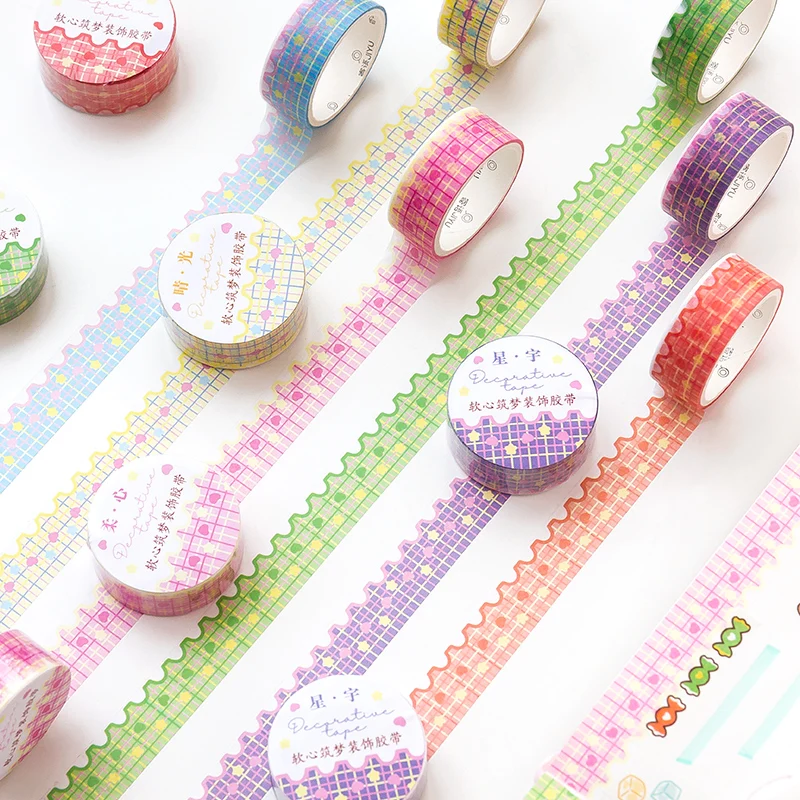 

Grid Star Decorative Washi Tape Scrapbooking DIY Album Diary Collage Journal Masking Tapes Cute Stationery School Supplies