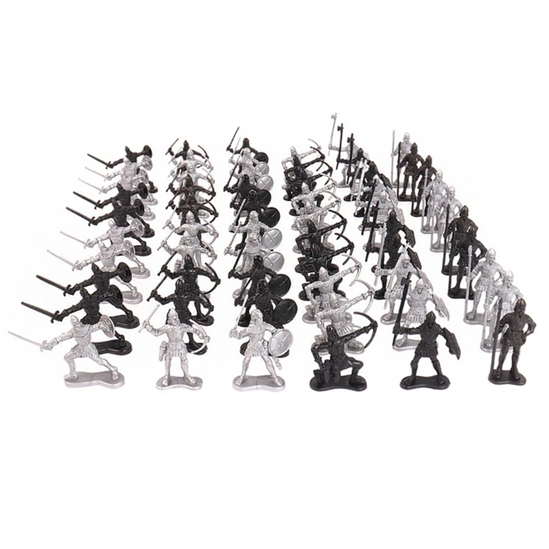 

60Pcs/Set Medieval War Simulation Warriors,Model Soldier Static Sand Table Accessories DIY Scene Middle Ages Knights