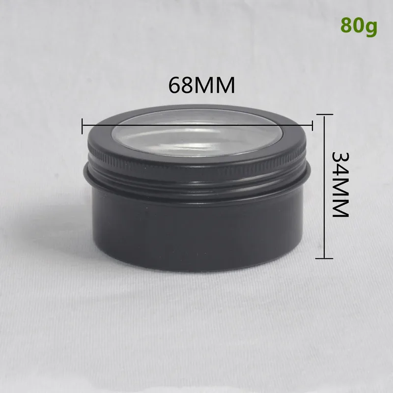 Черные алюминиевые контейнеры 200 унций банки круглые прозрачные крышки с