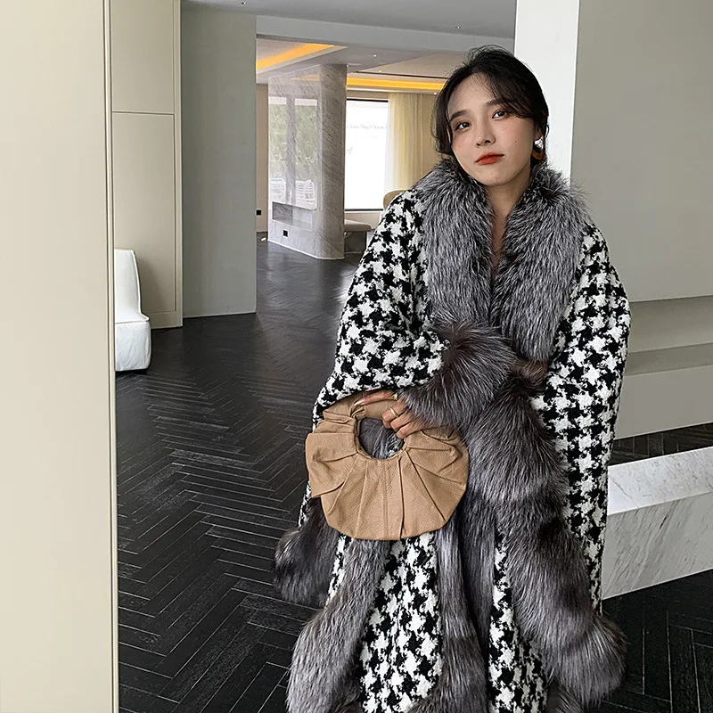Women's Long Fox Fur Silver Coat New Winter 2022 Fur