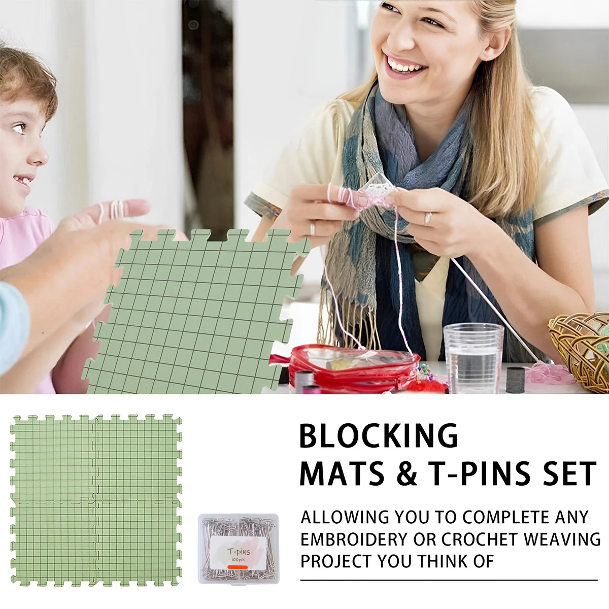 4 шт. многоразовые коврики для вязания с блокировкой пены