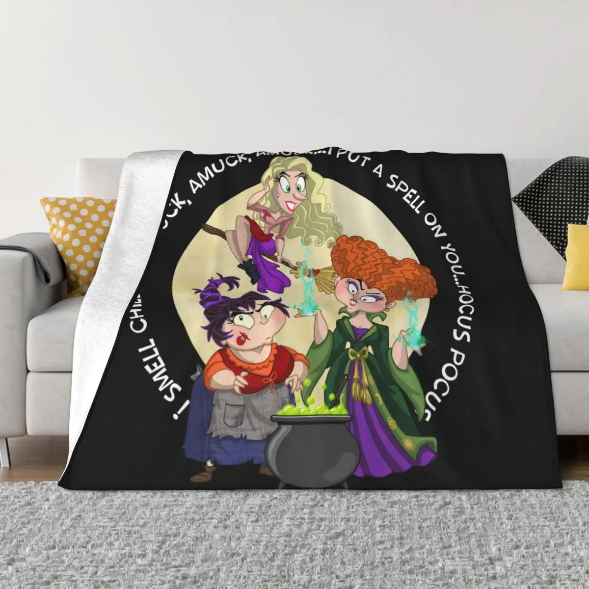 

The Sanderson Sisters Hocus Pocus Film Blanket Soft Flannel Fleece Warm Halloween Witch Throw Blankets for Office Bedding Couch