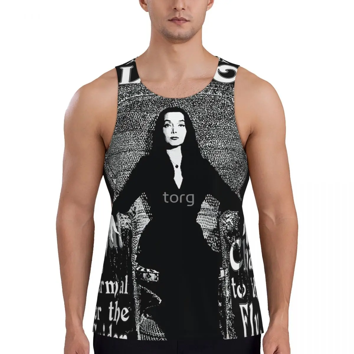 Фото Быстросохнущая рубашка без рукавов Morticia Addams Gym Tank Muscle, дышащий жилет для бодибилдинга №1