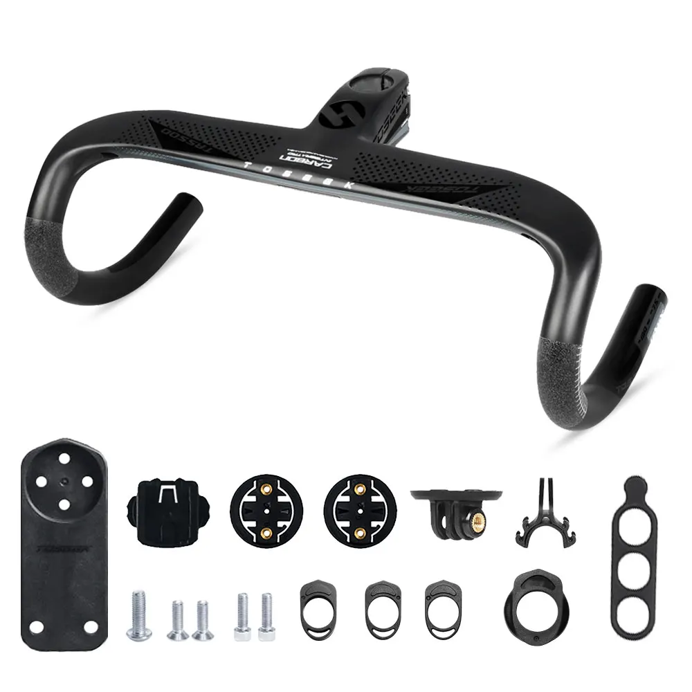 TOSEEK TR5500 Road Bike Full Carbon Fiber Stem Integrated Bicycle Handlebar Ultra Light 28.6mm Cycling Parts Accessories