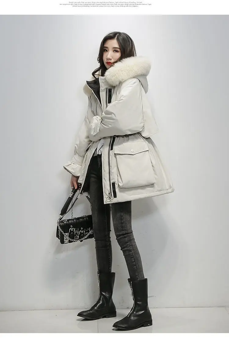Down Jacket Female Winter 2022 Thick Parka Long Coat Wool Liner Hooded Parkas Slim With Fur Collar Warm Wear Padded Clothes