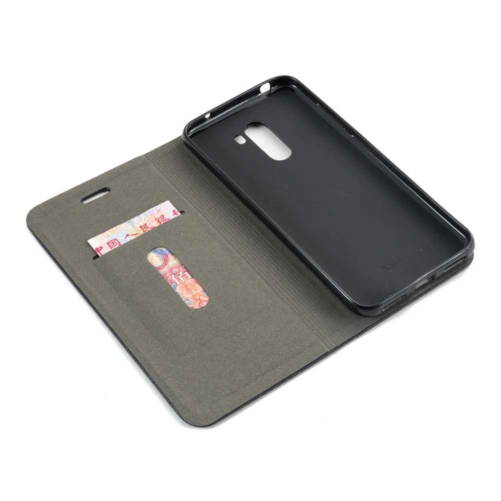 pu leather phone bag case for xiaomi pocophone f1 flip case for xiaomi poco f1 business book case soft tpu silicone back cover free global shipping