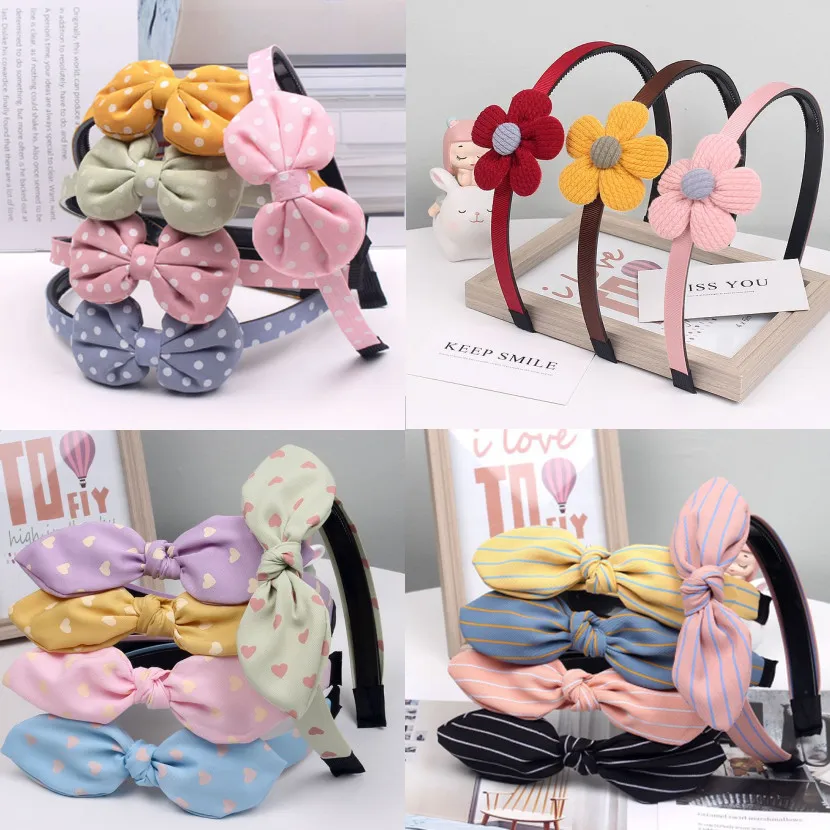 

New Cute Fabric Flower Bunny Ears Bow Hairband Headband Scrunchie Women Girls Children Hair Head Hoop Band Accessories Headdress