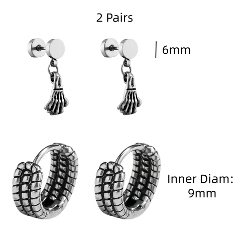 Серьги-гвоздики ЧИЕГЕЕ череп, нержавеющая сталь