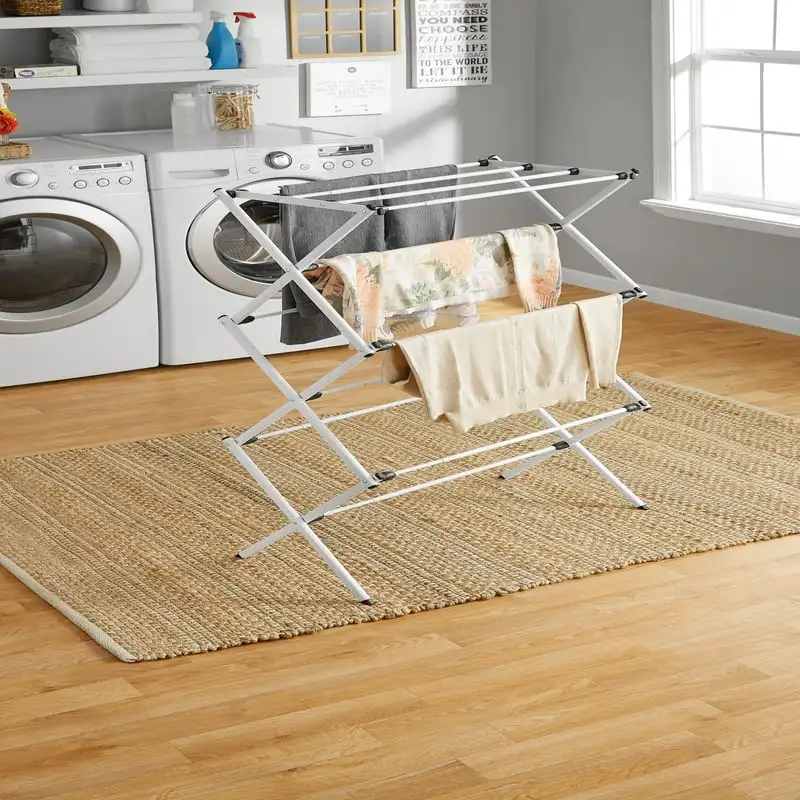 

Steel Laundry Drying Rack, White Pants hanger Hamper Hangers for clothes Clothes storage organizer Bathroom organizer and storag