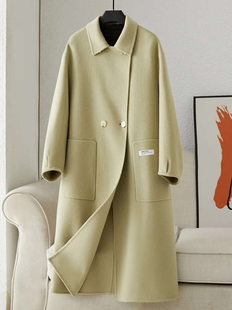 

Женское двустороннее кашемировое пальто, Новое высококачественное маленькое пальто из 2023 чистой шерсти, Осень-зима 100