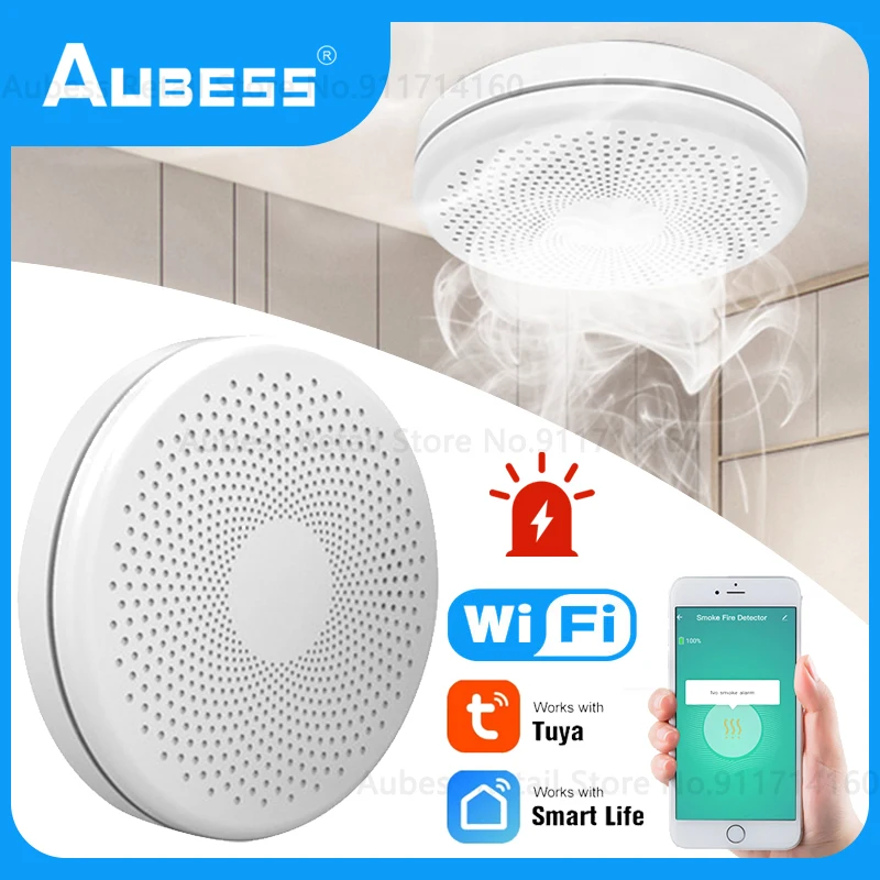 

Aubess WiFi Carbon Monoxide Sensor Gas Smoke Detector Fire Alarm System Smart Home Security Protection For Tuya Smart Life App