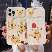 bandai pokemon cute pikachu 3d pikachu phone case for iphone12 12pro 12promax 11 13 pro 11promax x xs max xr cover phone holder