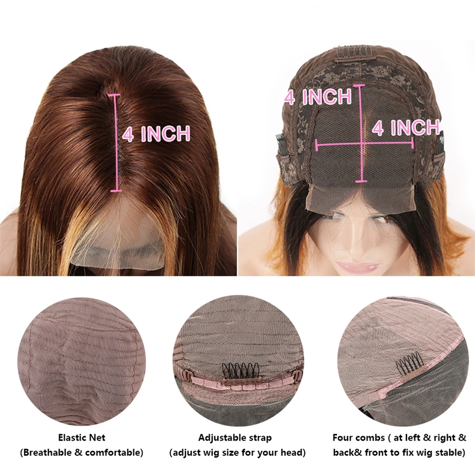 Парик хайлайтер Боб человеческие волосы бразильский парик с Омбре на сетке из