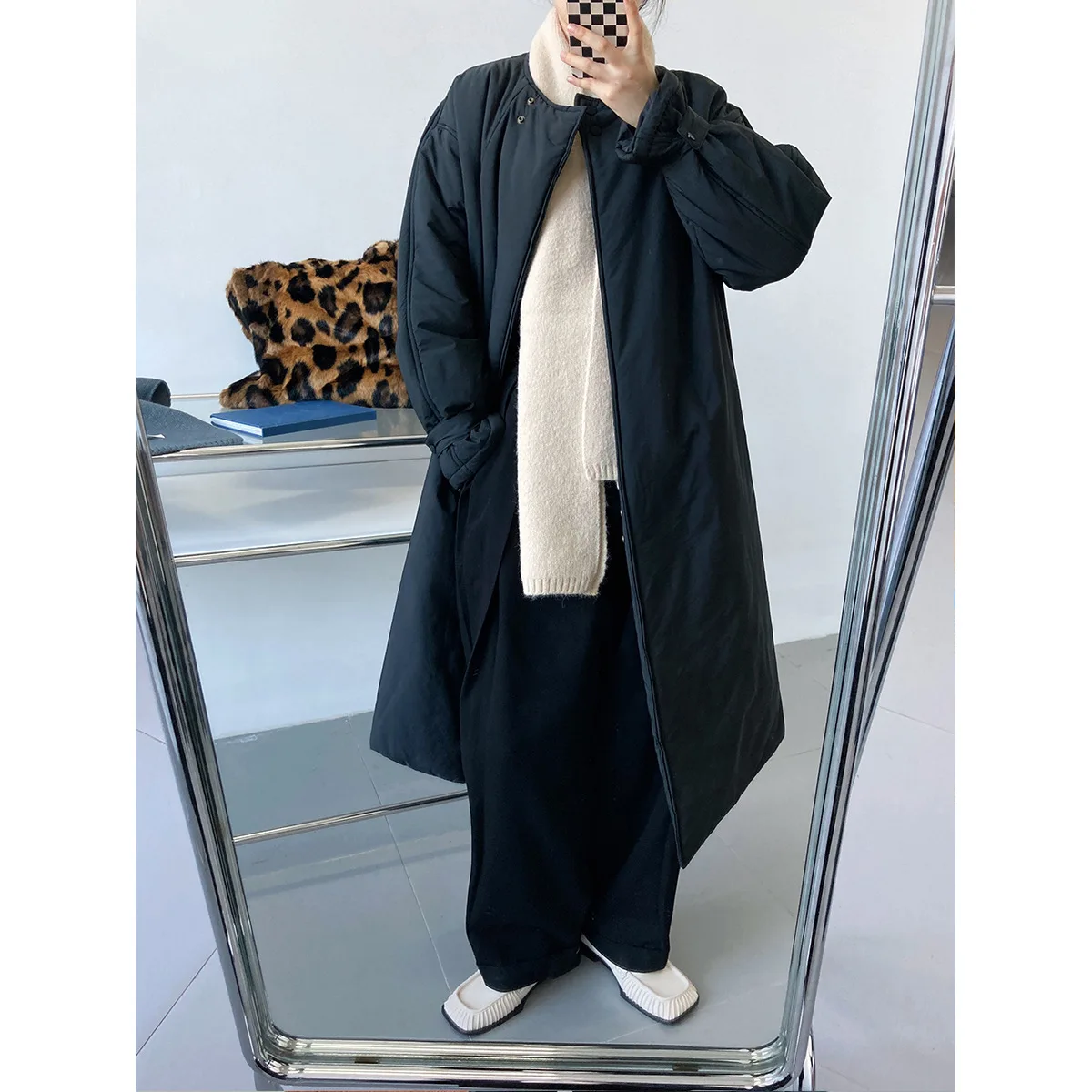 Womens Parkas Autumn and Winter New Fashion Thin Cotton Coat Women's Mid-length Windbreaker Style Cotton Coat