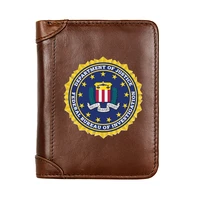 100 genuine leather men wallets federal bureau of investigation real cowhide wallets for man short purses portefeuille homme