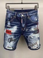 2022 italian fashion brand dsquared2 mens washed worn ripped painted biker denim shorts a503 1