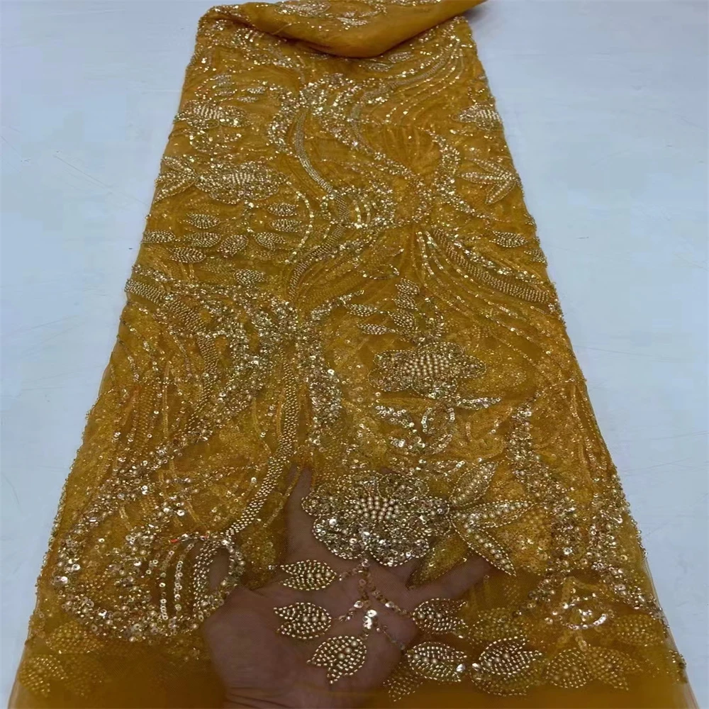

Африканская кружевная ткань 2023, новейшая Роскошная африканская вышивка бисером, кружевная ткань, искусственная ткань, платье