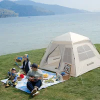 Outdoor Portable Camping Tent Thickening Rainstorm Pop Up Tent Automatic Tents with Two Doors and Four Windows Beach Tent