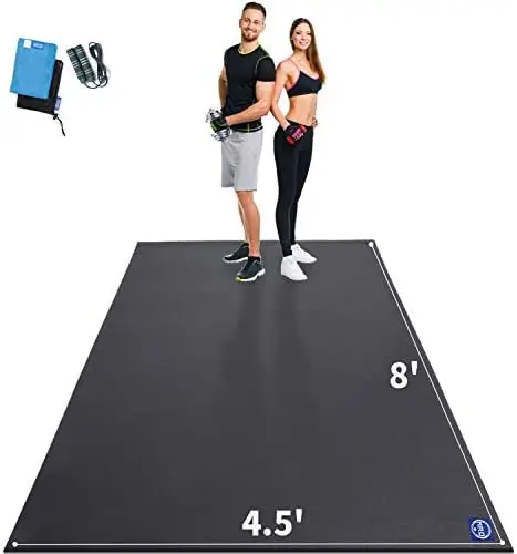 

Большой коврик для упражнений для домашних тренировок 96x54 дюйма, коврики для тренировок для домашнего спортзала, толстый сверхпрочный кардио-коврик, идеально подходит для