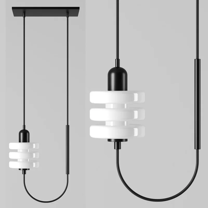 

Nordic Modern Pendant Light Iron Black White Marble LED Creative Chandelier Study Living Dining Room Hotel Interior Hanging Lamp