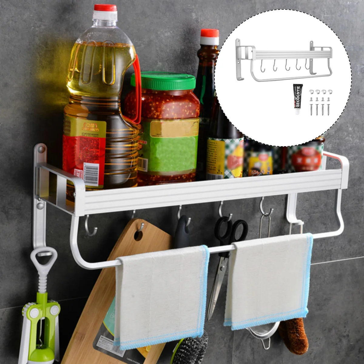 

Storage Rack Aluminium Tableware Holder Seasoning Holder Bathroom Accessory