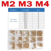 m2 m3 m4 brass knurled insert nuts threaded insert screws assortment set kit industry machinery nut injection tools