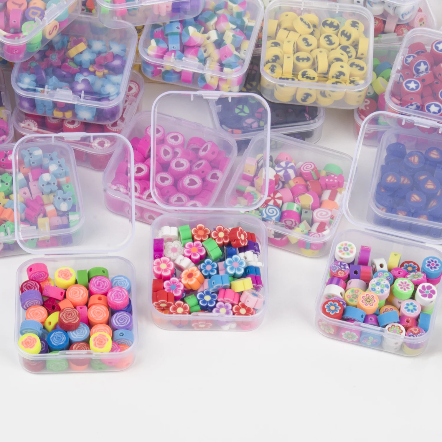 

50pcs/Box DIY Kits Jewelry Flat Round Cartoon Polymer Clay Beads For Kids Jewelry Making Bohemia Jewelry Bracelet Accessories