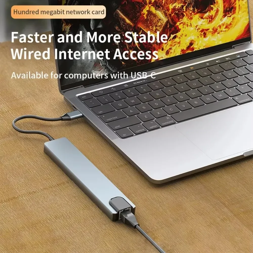Док-станция для ноутбука USB 6 в 1 двойной монитор концентратор 4K 30 Гц C с HDMI 100 Мбит/с