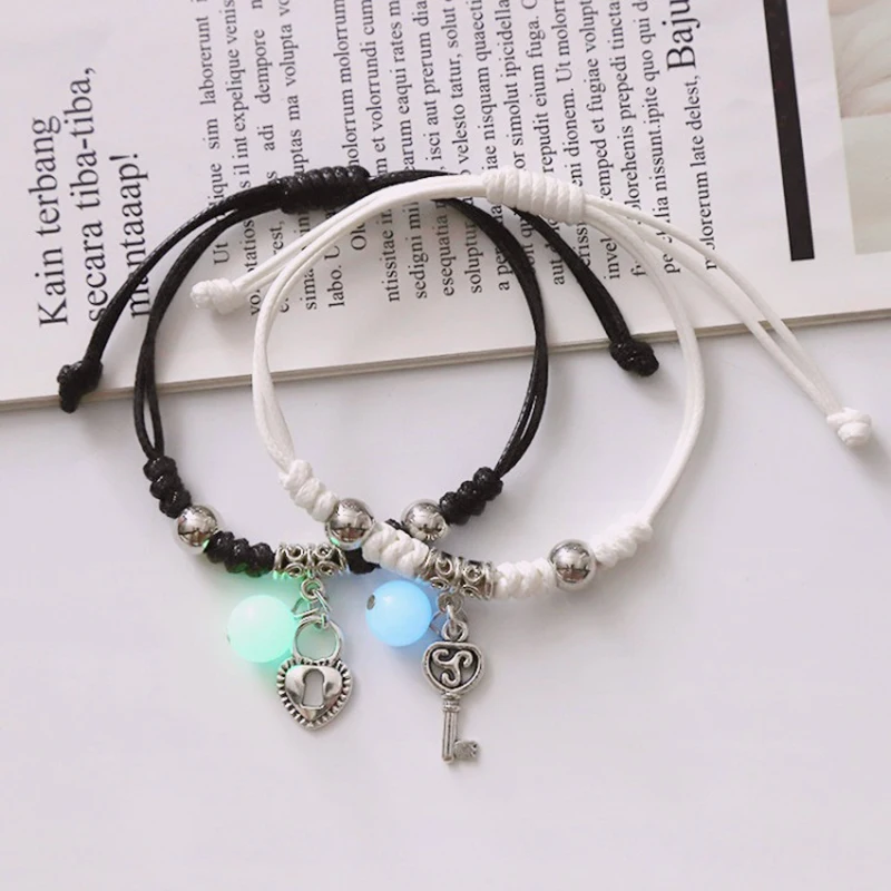 

2022 Luminous Cat Star Moon Bracelet Couple Handmade Adjustable Rope Matching Friend Bracelet Infinite Love Accessories Gifts