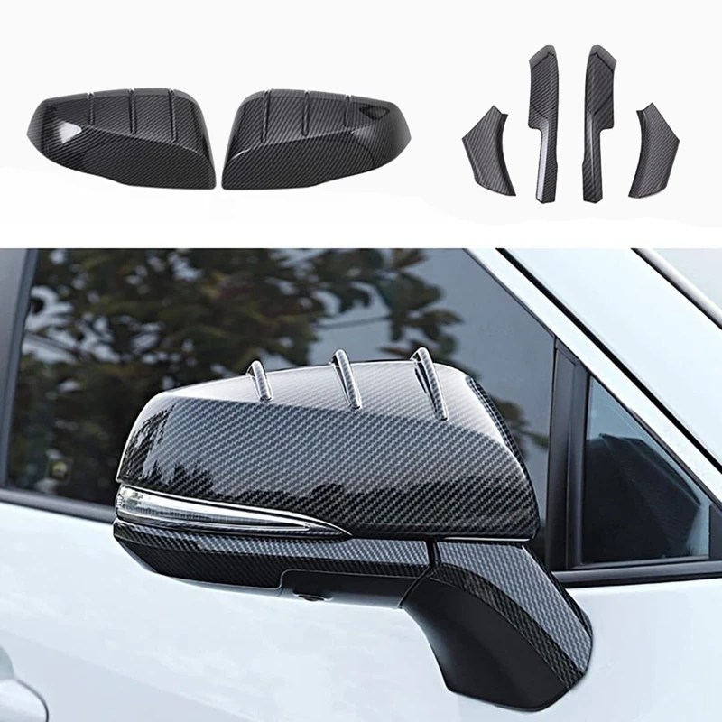 

6Pcs/Set Carbon Fiber Car Rearview Mirror Cover Side Door Wing Trim For Toyota RAV4 Highlander Sienna 2019 2020 2021