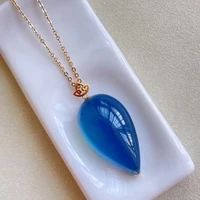 natural blue aquamarine quartz raddish pendant brazil 2815 7mm women fashion 18k gold blue aquamarine deep necklace aaaaa
