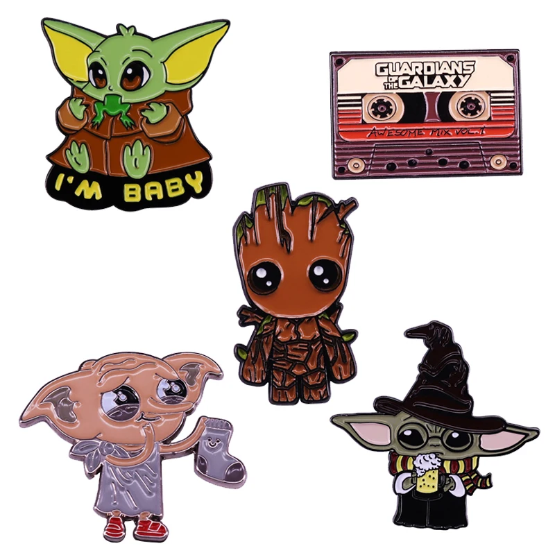 

Marvel Guardians of The Galaxy Movie Peripheral Pin Groot Grogu Anime Character Enamel Pin Ladies Brooch Kids Gift