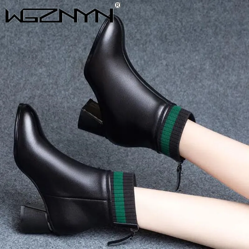 

Autumn Winter Brand Women Boots High Quality Solid Back Zipper European Ladies Shoes 2022 Fashion Wild Non-slip High Heels Boots