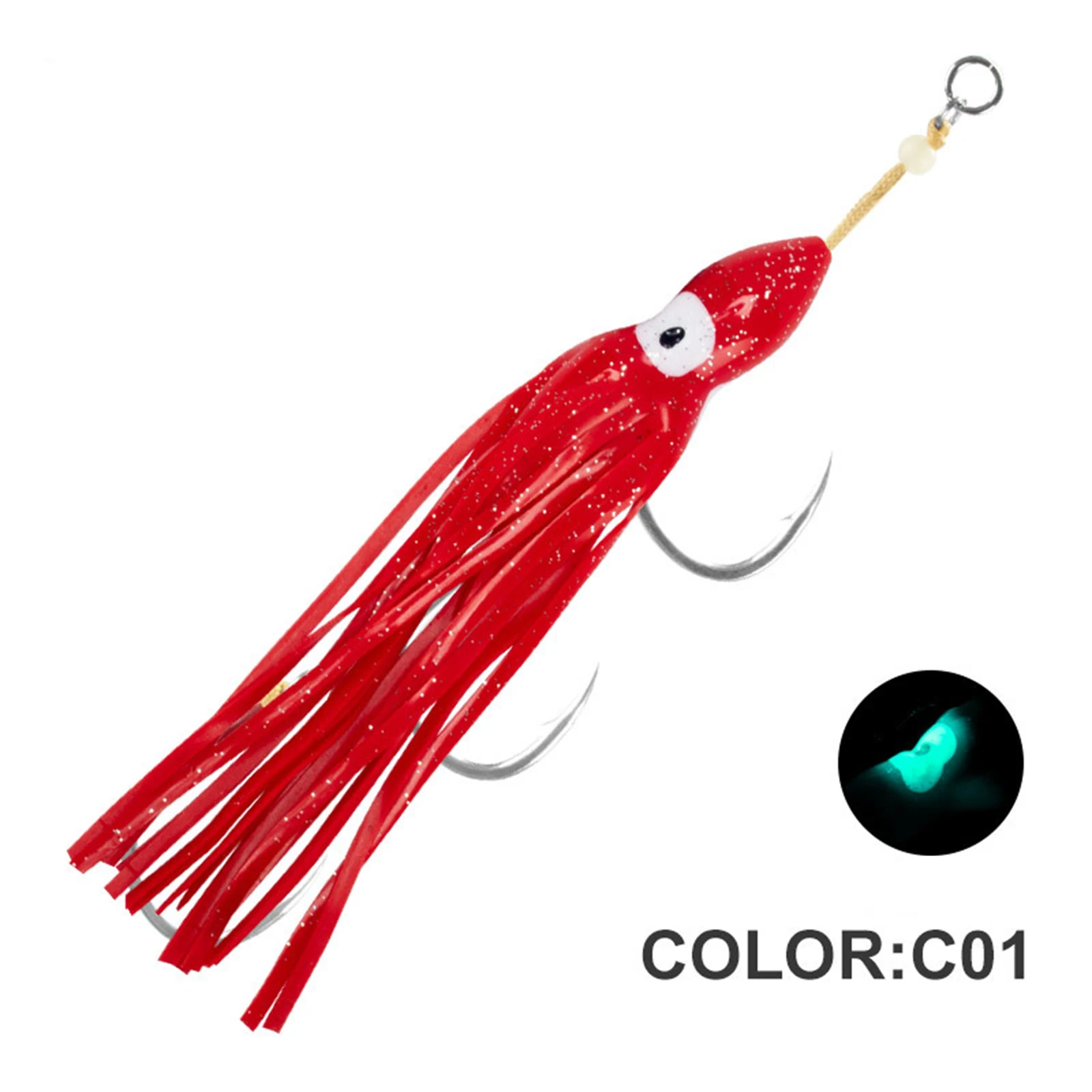 

Jigging Hook Octopus Fishing Soft Lure Trolling Jig Rubber Squid Skirt Artificia 24cm Length Super Large For Jigging Fishing