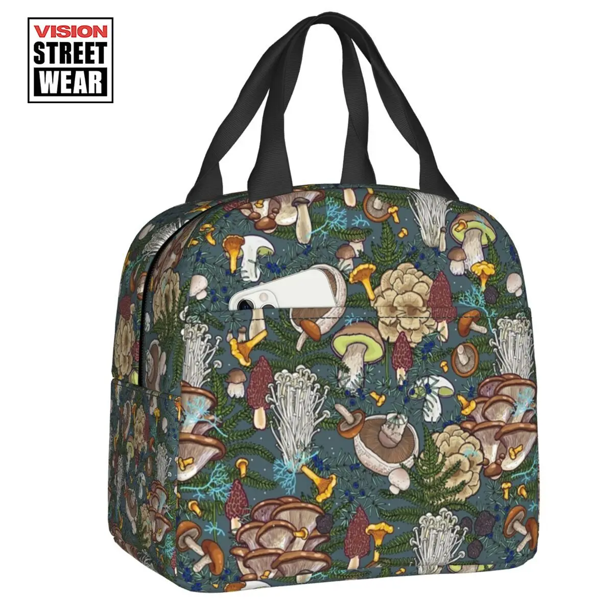 

2023 New Mushroom Forest Insulated Lunch Bag For Women Leakproof Thermal Cooler Bento Box Office Picnic Travel