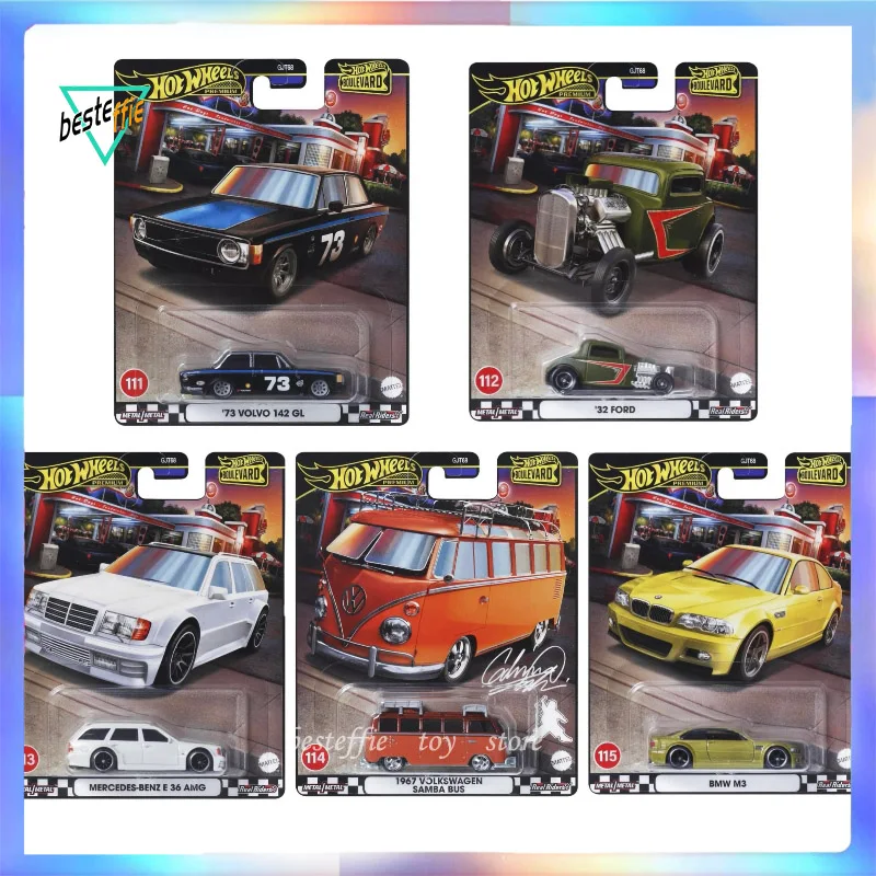 Hot Wheels Car Culture Boulevard Series Модель автомобиля 1/64 Volkswagen Bus Bmw M3 Benz E 36 Коллекция мальчиков
