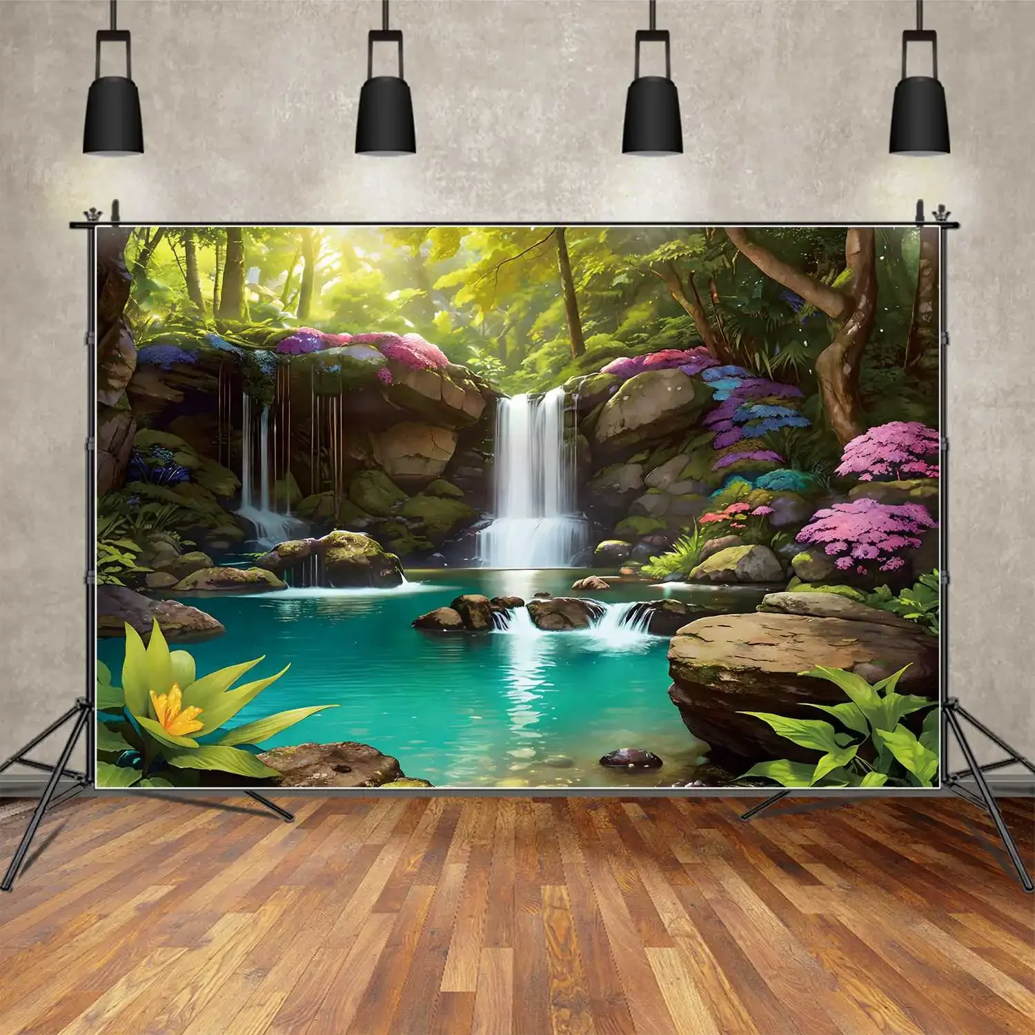 Фон для фотосъемки весенний цветочный водопад