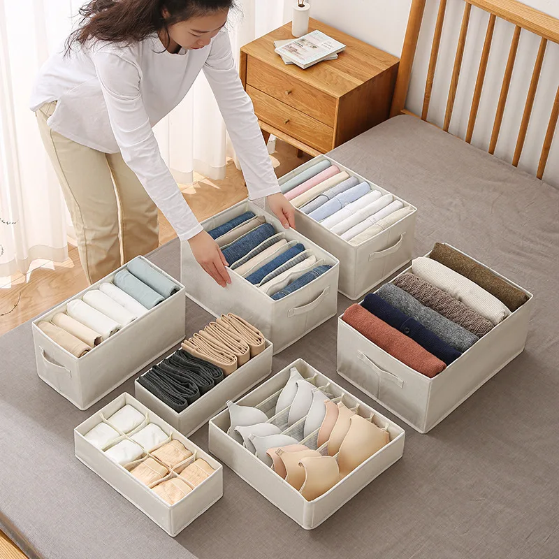 

Organizers Box for Storage of Linen and Cotton High Quality Folding Planner To Store Bottom Clothes In Closet Separator Basket