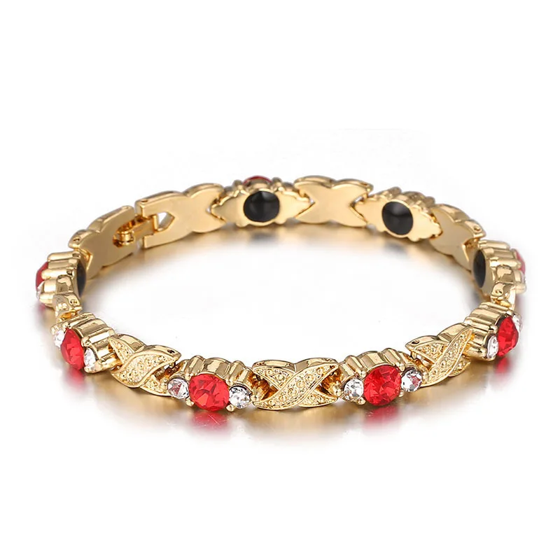 

New Luxury Fashion Ladies Gold Magnet Bracelet Gold Inlaid Zircon Bracelet Jewelry for Women Girl