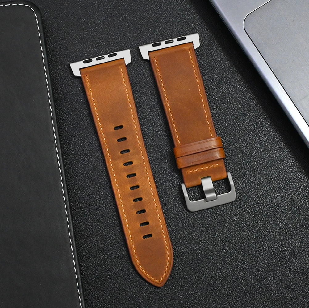 luksusowy skórzany pasek do Apple Watch Ultra 2 49 mm 42 44 45 Bransoleta iWatch Series 9 8 7 SE 6 5 4 Męski Correa