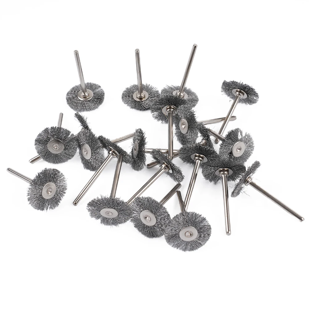 

Stainless Steel Brushes Wire Wheel 25mm Diameter 3.175mm Shank Polish Brushes Rotary Tool T-shaped Small Brush