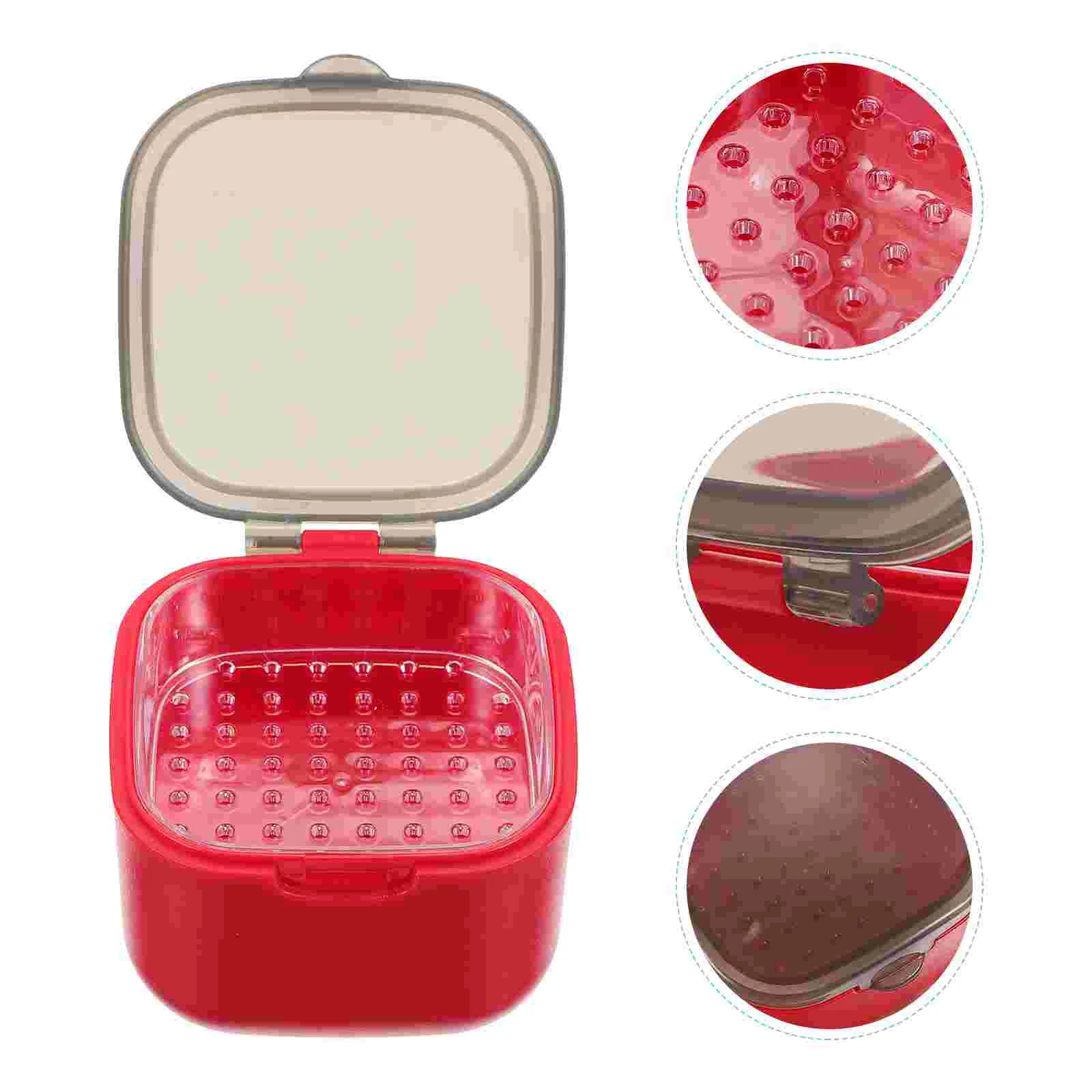 

1 Pc Denture Placement Box Cleaning Box Retainer Storage Box (Red)