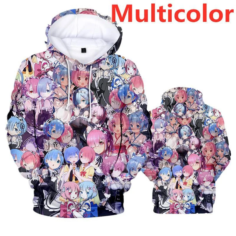 

2023 fashion anime Re zero 3D print hoodies cartoon casual streetwear hoodies