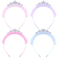 1 pc cute rhinestone stars princess crown headband sequins baby girls hairband hair hoop hair acessorie gift for birthday party