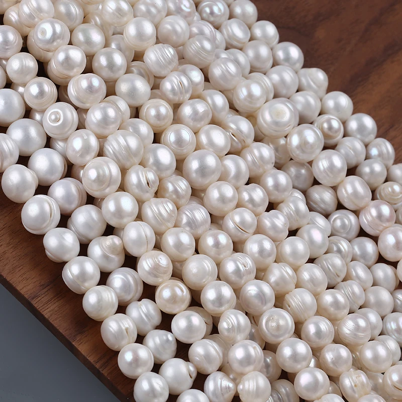 

12-13mm Cultured White Natural Potato Shape Loose Beads Freshwater Potato Pearl Strand
