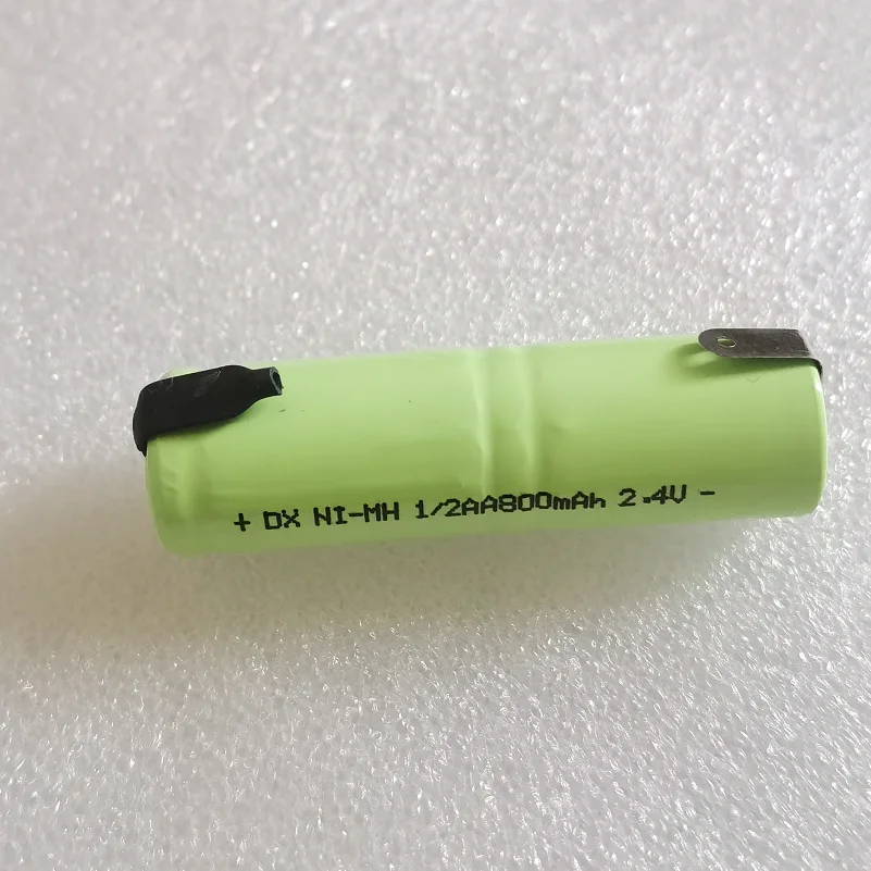 2.4V 1/2AA ni-mh rechargeable battery 800mAh 1/2 AA nimh cell with welding tabs for electric shaver razor toothbrush