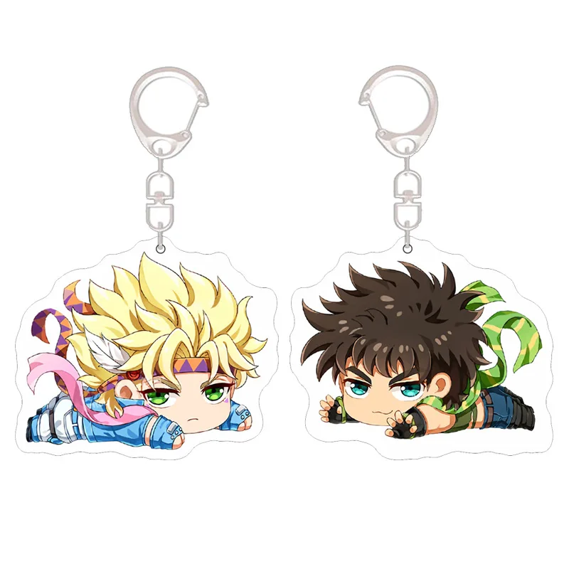 

Anime Keychain Man JoJo Bizarre Adventure Key Chain Women Acrylic Key Rings Cartoon Cute Funny Joseph Joestar Pendants Jewelry