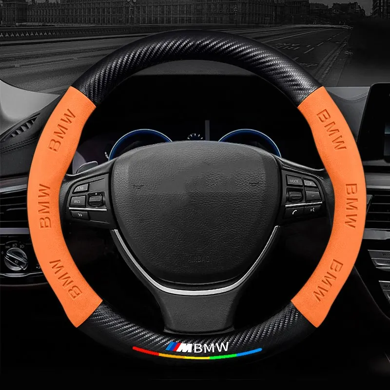

Car Steering Wheel Cover, Ultra-thin, Non-slip, Breathable, Suede Cover For All Seasons Suitable For BMW M Interior Accessories