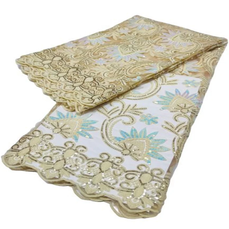 

Королевская Синяя африканская кружевная ткань с блестками 2022 золотистая Высококачественная кружевная нигерийская французская Тюлевая кр...