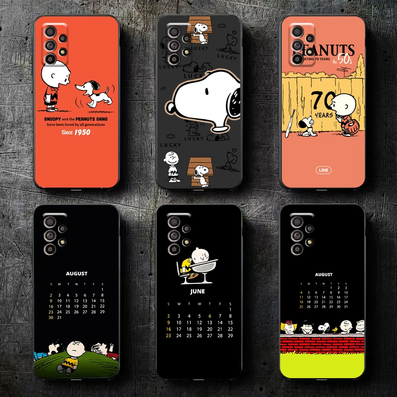 

Cartoon Snoopy Phone Case For Samsung Galaxy S8 S8 PLus S9 S9 Plus S10 S10E S10 Lite 5G Plus Black Soft Silicone Cover Back